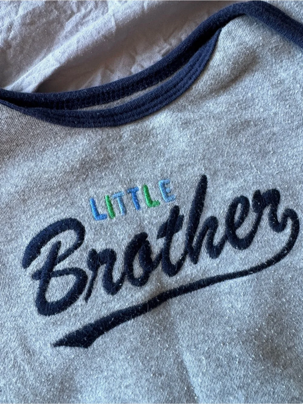 Carter’s Little Brother Grey & Navy Baby One-Piece Bodysuit
